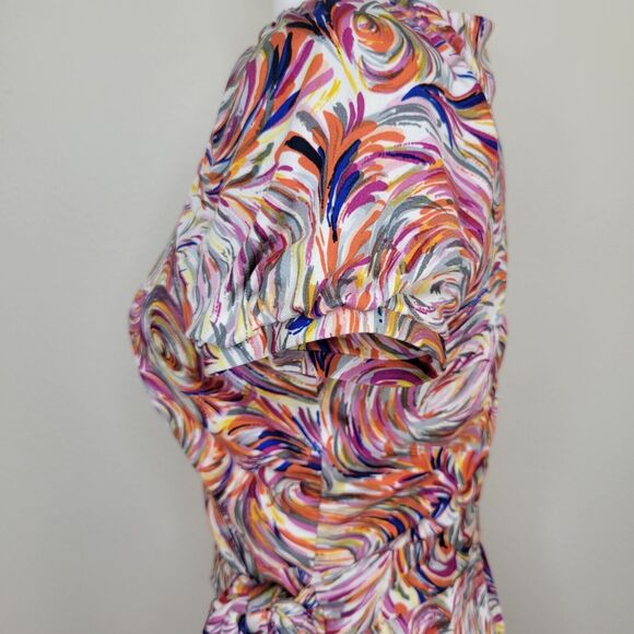 COLLETTE DINNIGAN Wrap 100% Silk Wrap Dress Size Small Abstract Print Artsy - Picture 13 of 14